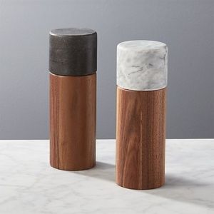 2-PIECE WALNUT AND MARBLE SALT AND PEPPER GRINDER